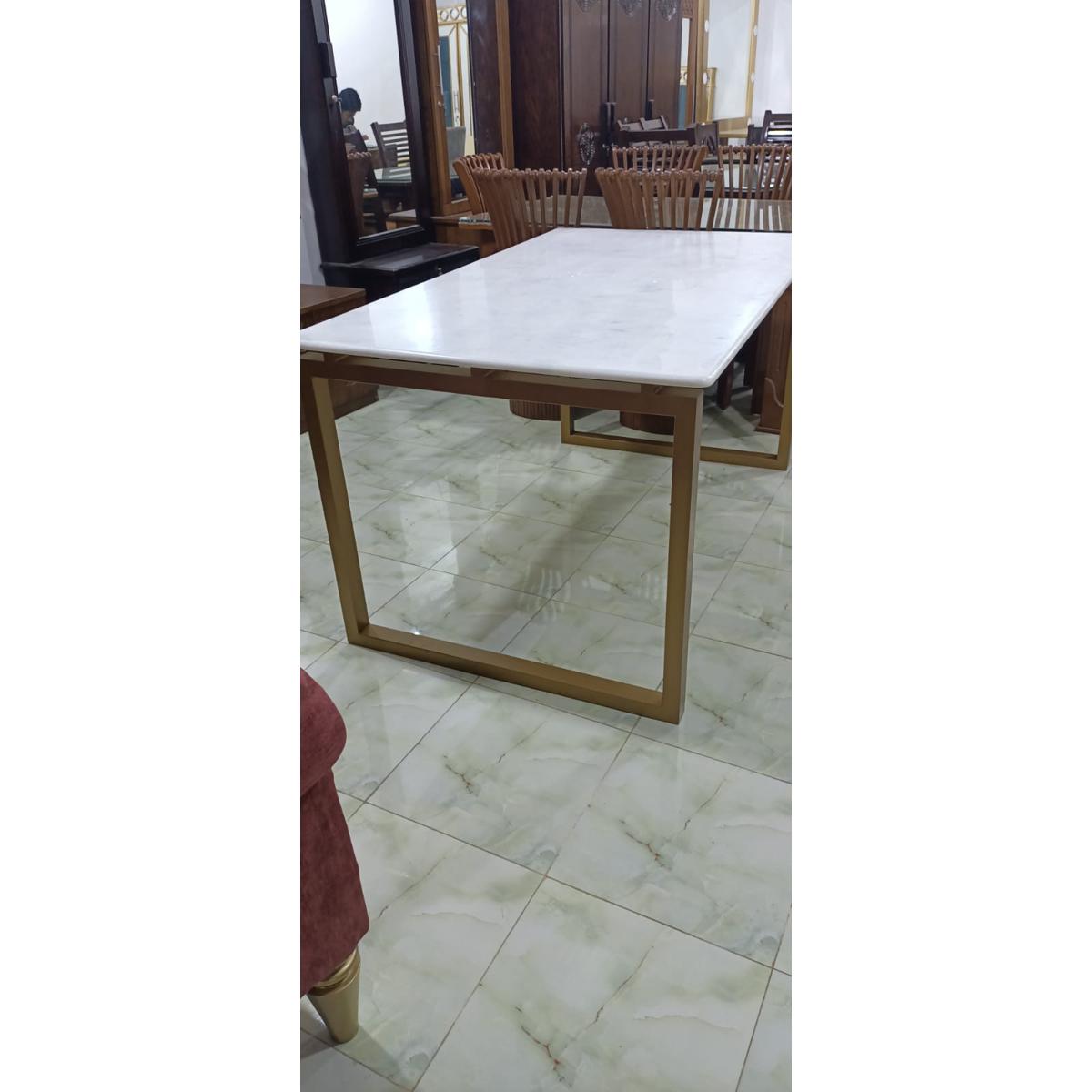 Dining Table Top Side Marble And Down Side Steel-Summuth Finishing