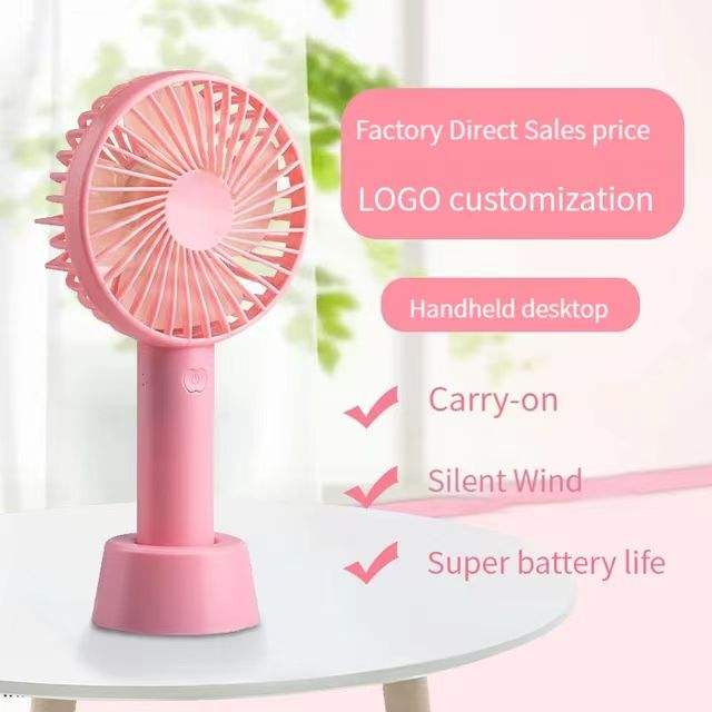 Rechargeable Mini Portable Hand Fan, Table Fan Personal Small Desk Fan with Base, Cute Design 3 Speed Dual Motors Lightweight Handheld. 