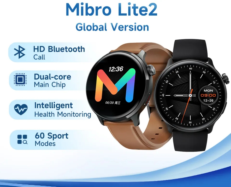 Mibro Lite 2 Smart Watch with Dual Straps. 