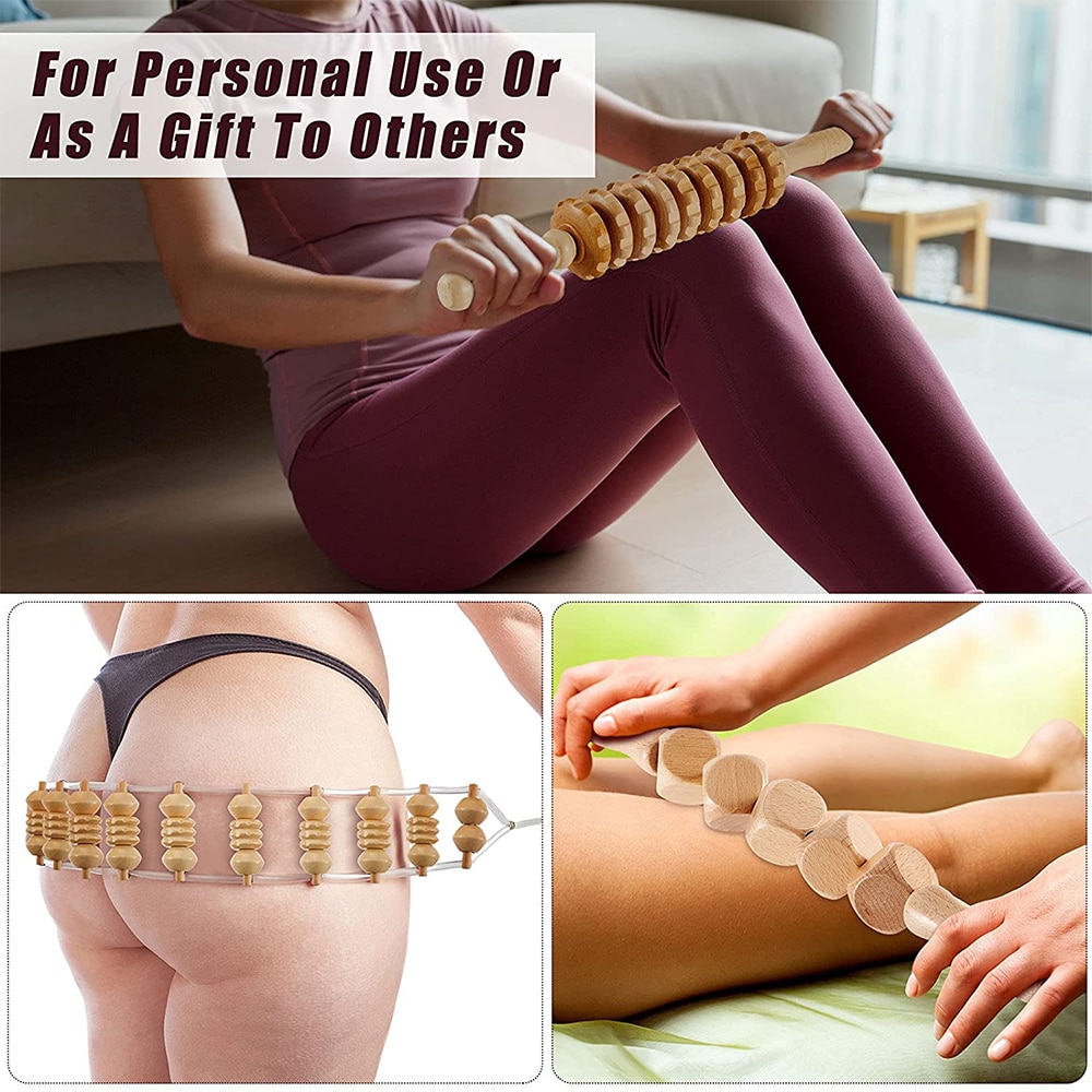 Tcare 1 Set Wooden Body Massage Tool Reflexology Acupuncture Thai Massage Rollers Therapy Meridians Scrap Lymphatic Health Care. 