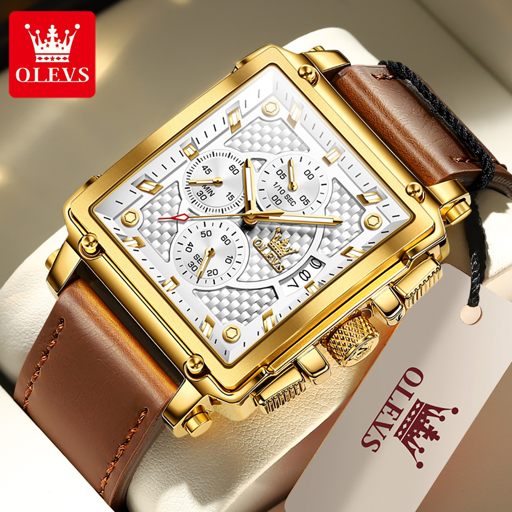 Mens gold hot sale square watch