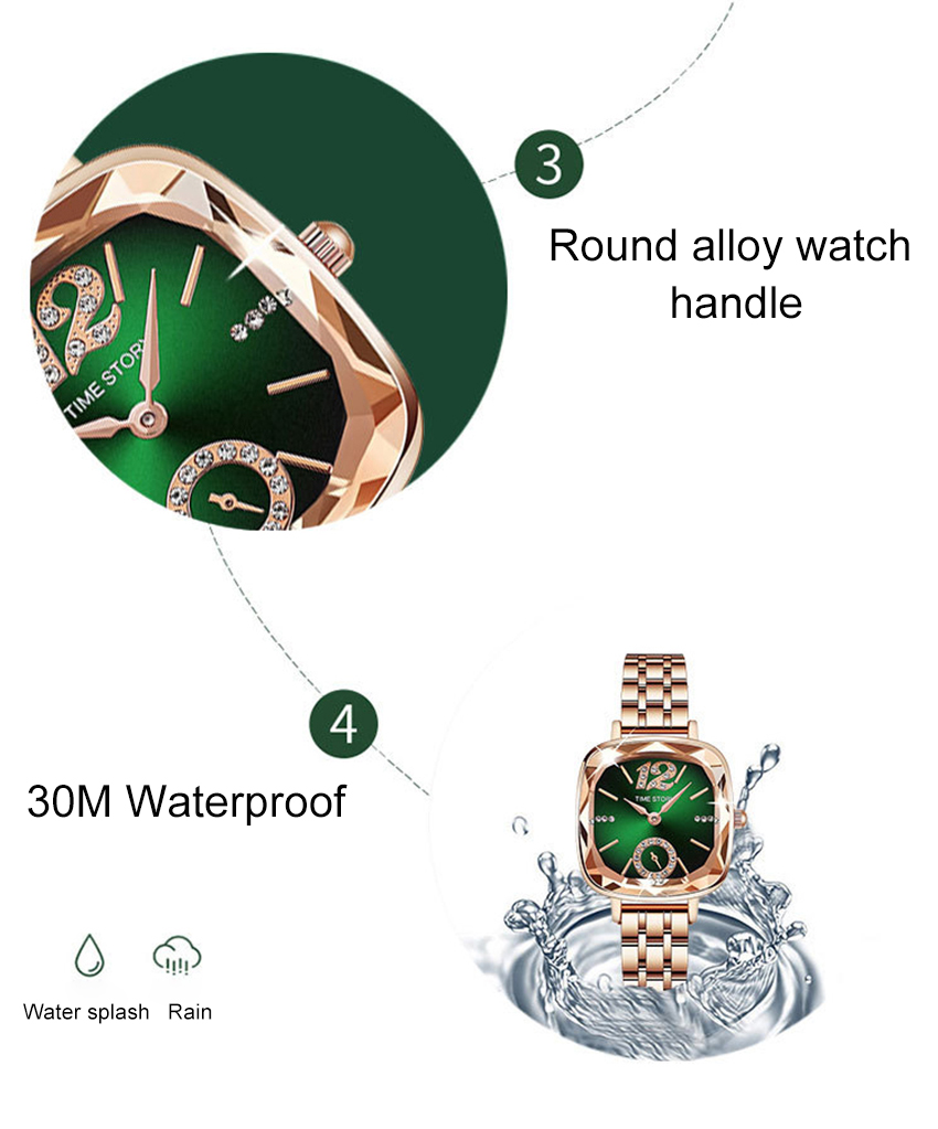 LouisWill Square Retro Quartz Diamond Watches description image 6