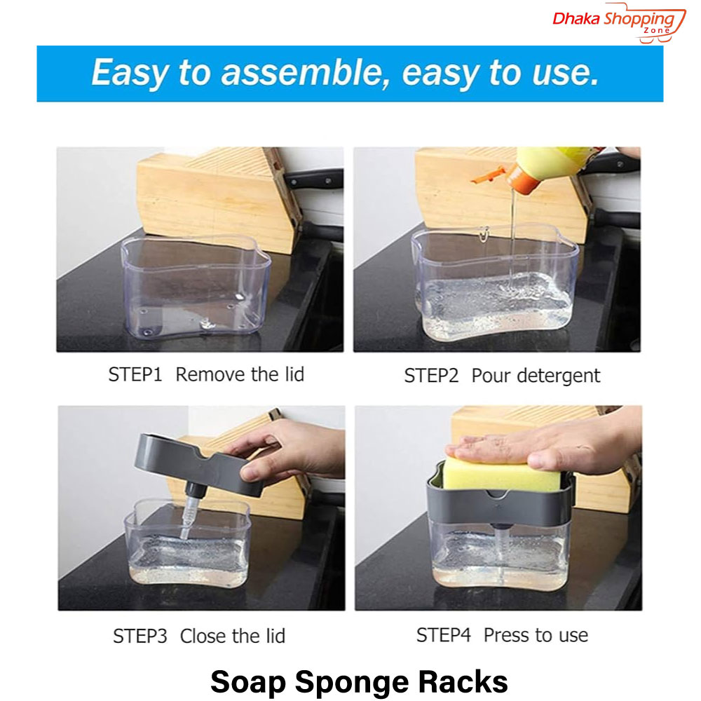 Hozada Soap Sponge Racks Soap Dispensers Detergent Dispensers 2 in 1 Kitchen Dish Washers Manual Press Soap Pump 380ML Foam Dispenser- Condiment & Spice Racks-new canvas. 