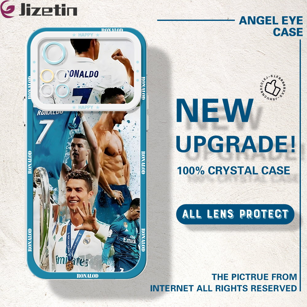 Jizetin for Xiaomi Poco M4 Pro Back Cover Crystal Transparent Ronaldo Star Soft Full Camera Cover Protection Phone Cases