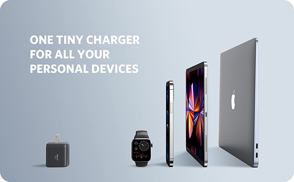 Anker Nano II 30W USB-C GaN II PPS Fast Compact Foldable Charger for iPhone 8 and later, Samsung Note10 and later, S9 and later, Google Pixel 3 and later, Sony XZ3, Sony Xperia 1, Nintendo Switch, Apple Watch, AirPods, and Anker magnetic wireless charger. 