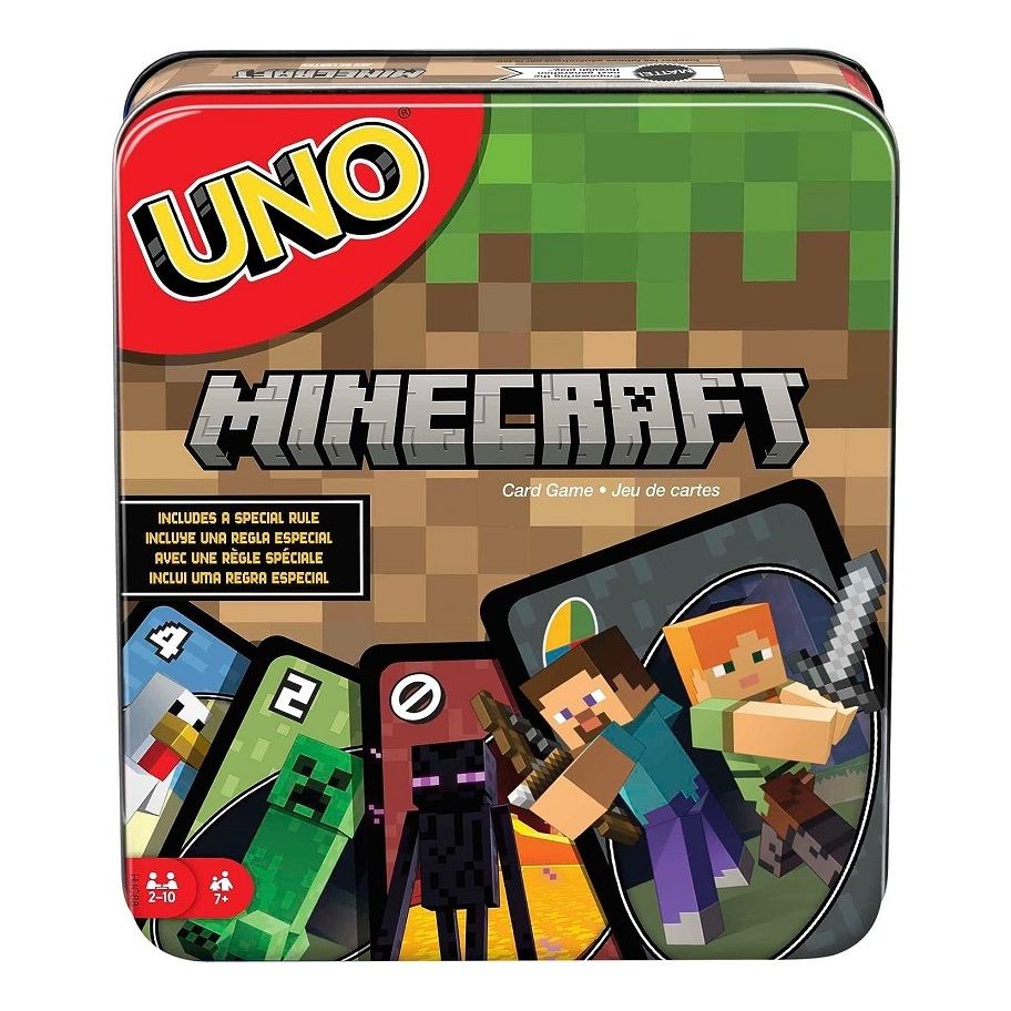 UNO Solitaire Minecraft Iron Box Uno Card Cartoon Animation Entertainment Tabletop Game Multiplayer Battle Collection MC Gift. 