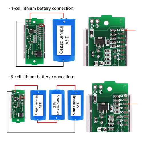 Lithium Battery Charge Level Indicator Circuit Module. 