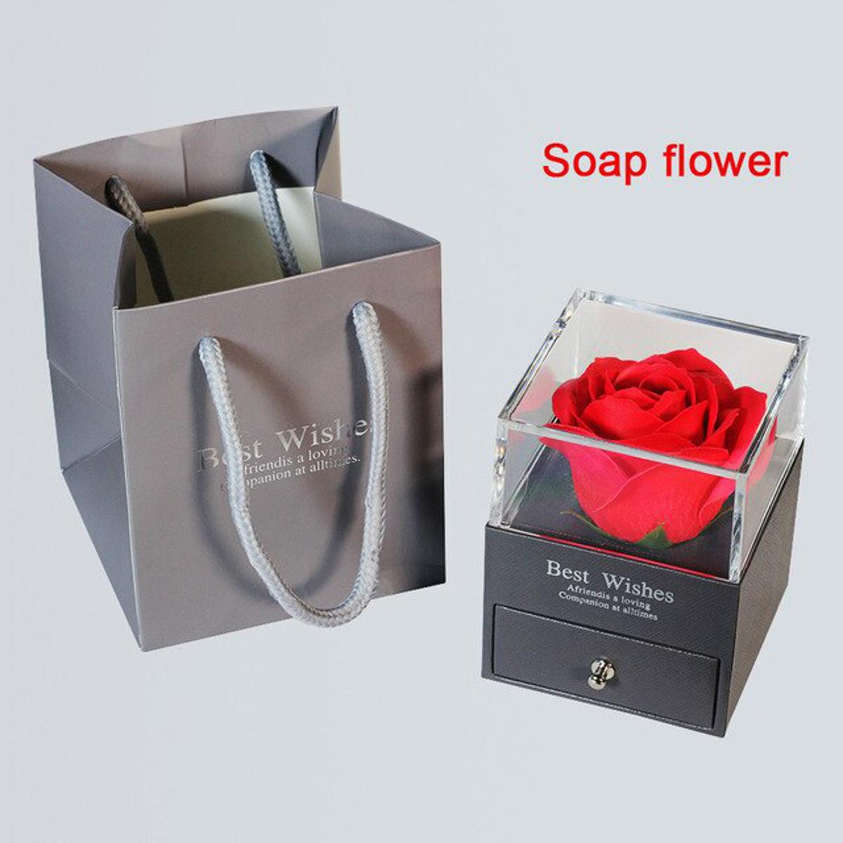 Home Decor Teddy Rose Bear Jewelry Box For Women Wedding Party Valentines Day Birthday Christmas Gift Eternal Rose Dorpshipping