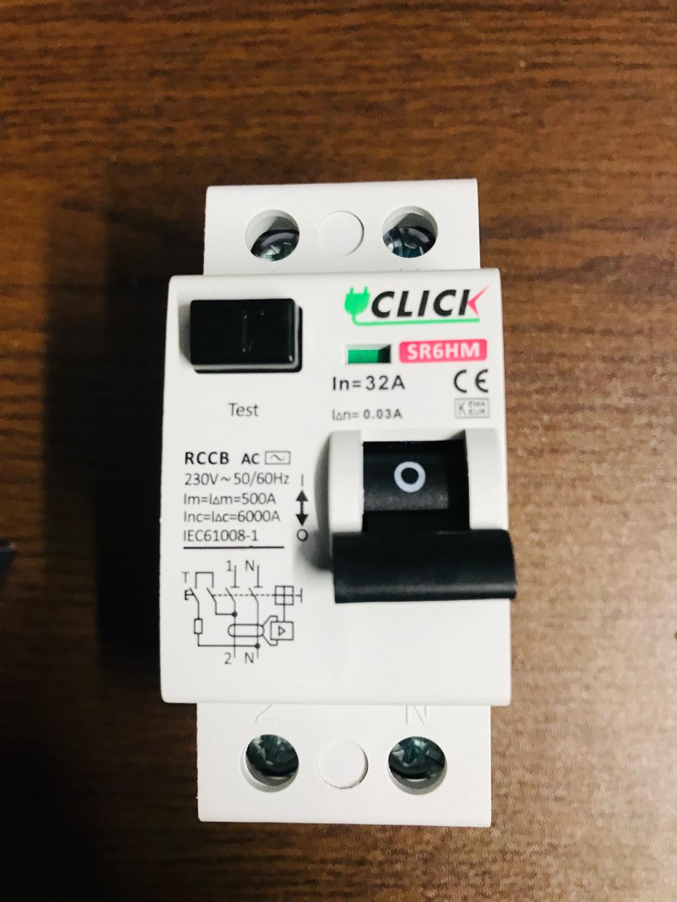 Click RCCB circuit breaker 16A,32A,63A. 