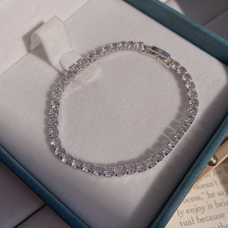 Hip-hop ins trend light luxury full diamond bracelet for women high-end temperament versatile bracelet internet celebrity same style personalized hand jewelry
