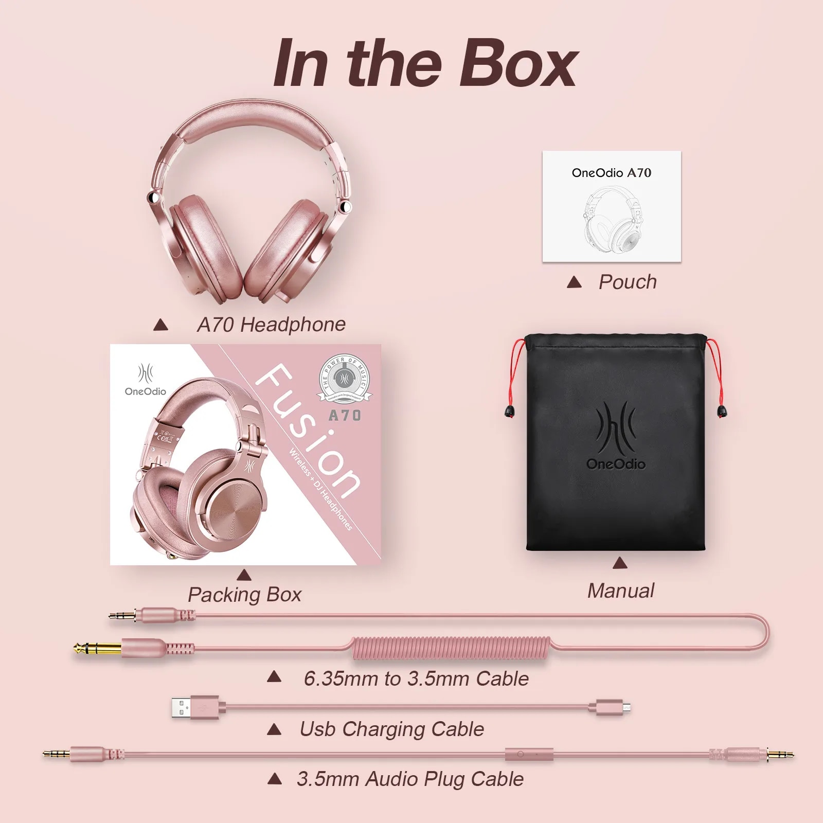 Oneodio A70 Wireless Headphones Bluetooth 5.2 Earphone Over Ear Handsfree Headset With Microphone For Phone PC Computer Office. 
