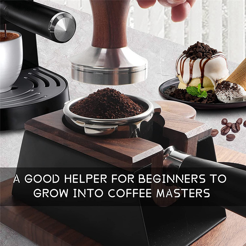 51mm Portafilter 3 Ears, Stainless Steel, with Wood Handle and Filter. 