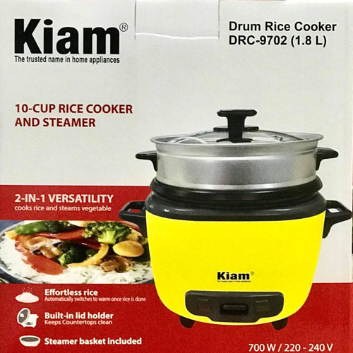 Kiam Dobule Pot Drum Rice Cooker - 1.8 LTR 10 Cup