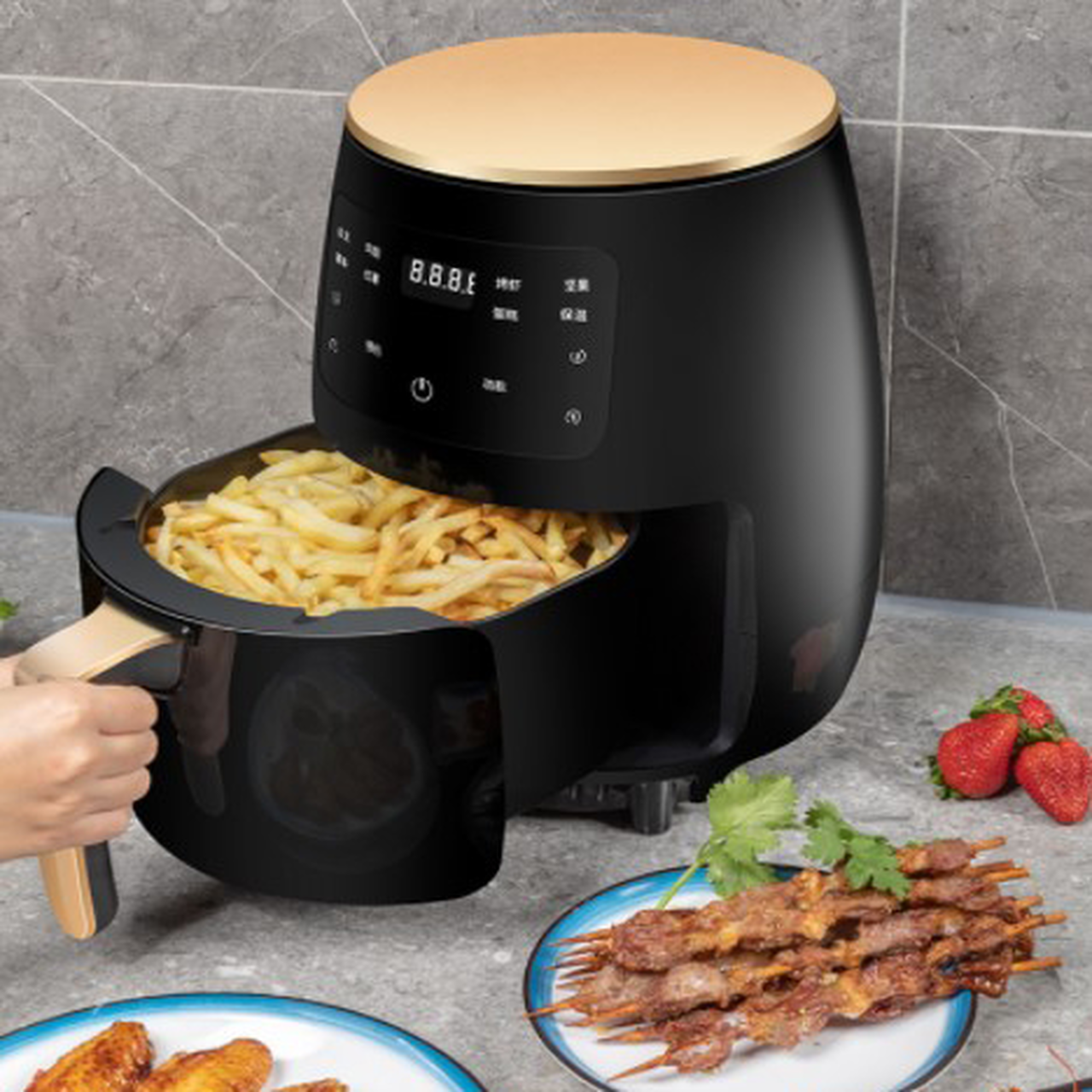 Silver Crest Extra Large Capacity Air Fryer 6 Liter Digital LED Touch Screen Without Oil Automatic Shut-Off. 
