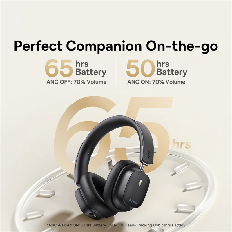 Baseus Bowie 30 Max Wireless Headphone BISA PRO Spatial Audio With Head Tracking V5.4 -45dB Noise Cancellation Over-Ear Headsets. 