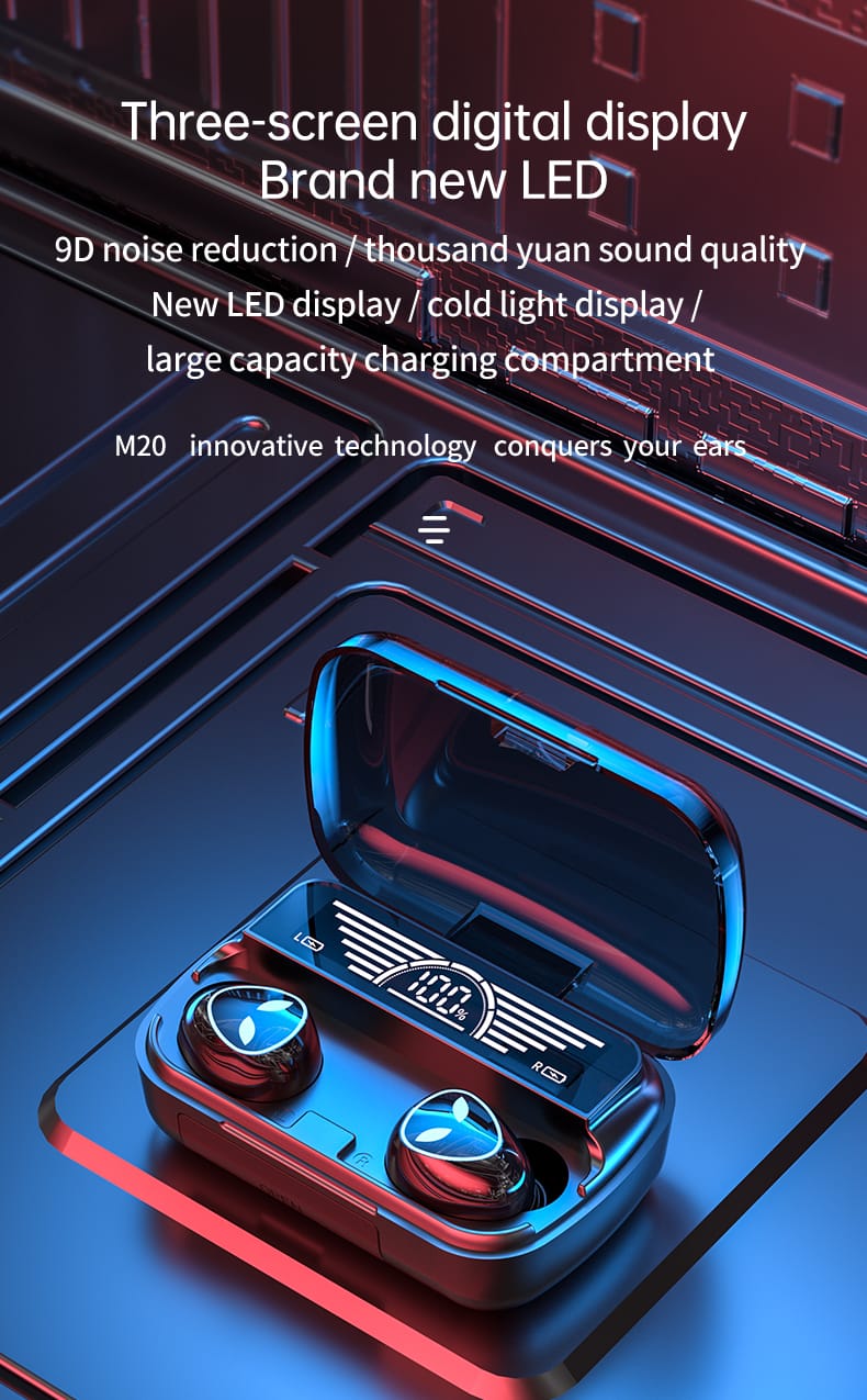 M20 Tws Wireless Earbuds With Noise Cancelling Feature - Bluetooth Headphone. 