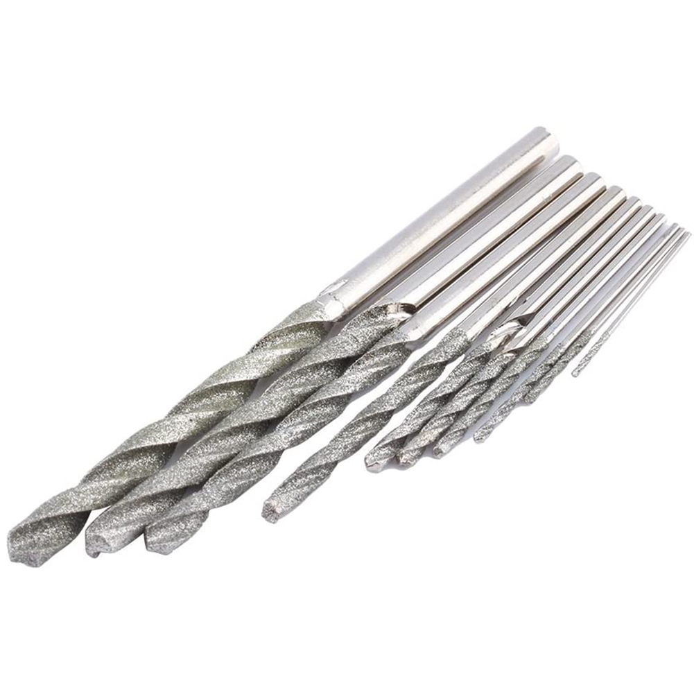 10 Pieces Diamond Drill Bits Set Twist Diamond Tip Drill Bit Heavy. 