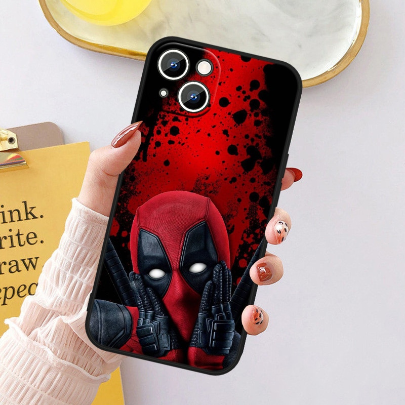 Marvel Deadpool Phone Case For Apple iPhone 14 13 12 11 Pro Max mini XS XR X 8 7 6S 6 Plus Black Soft Funda Back Coque Cover. 