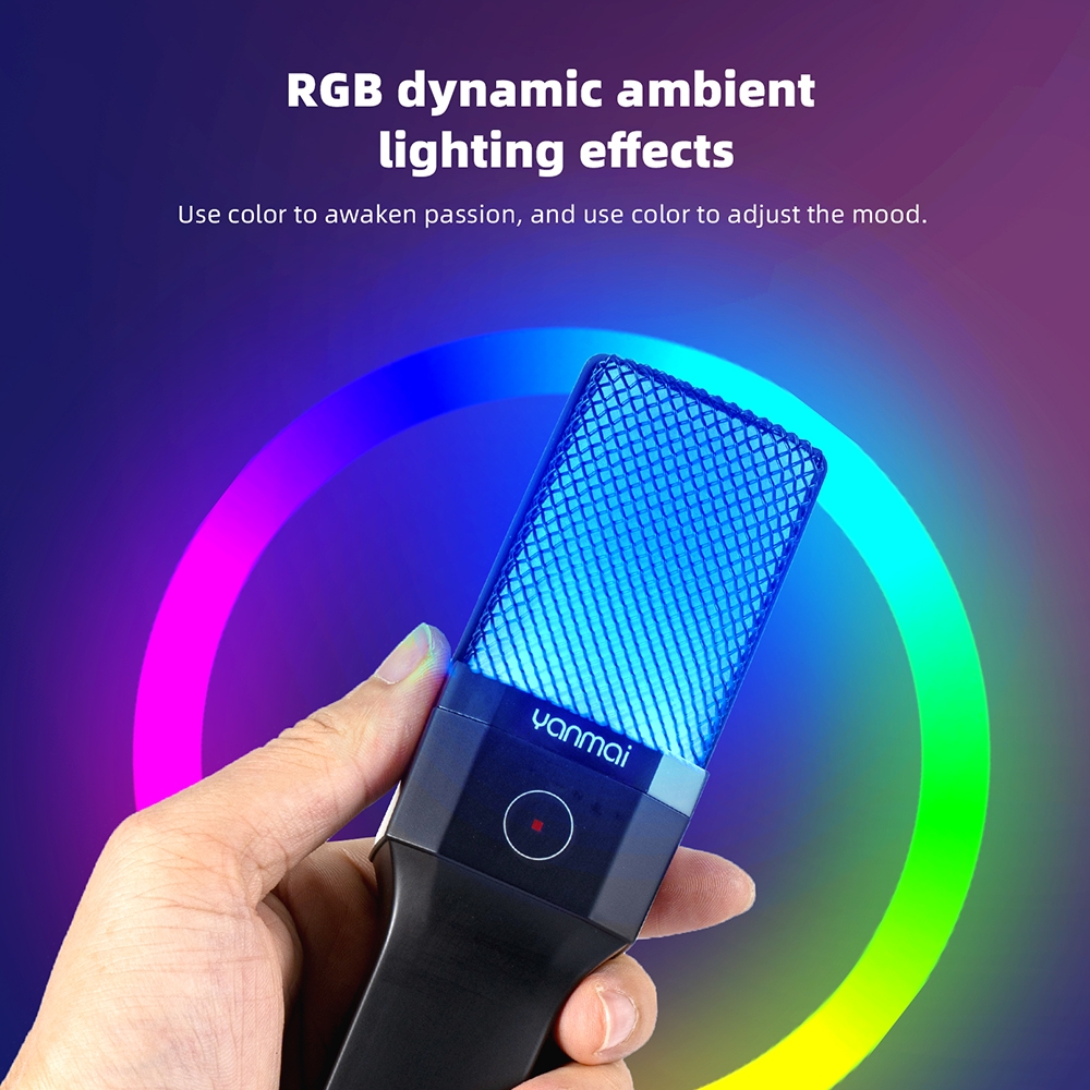 Yanmai X1R E-Sports Gaming Desktop Microphone with RGB Light & Blowout Net. 