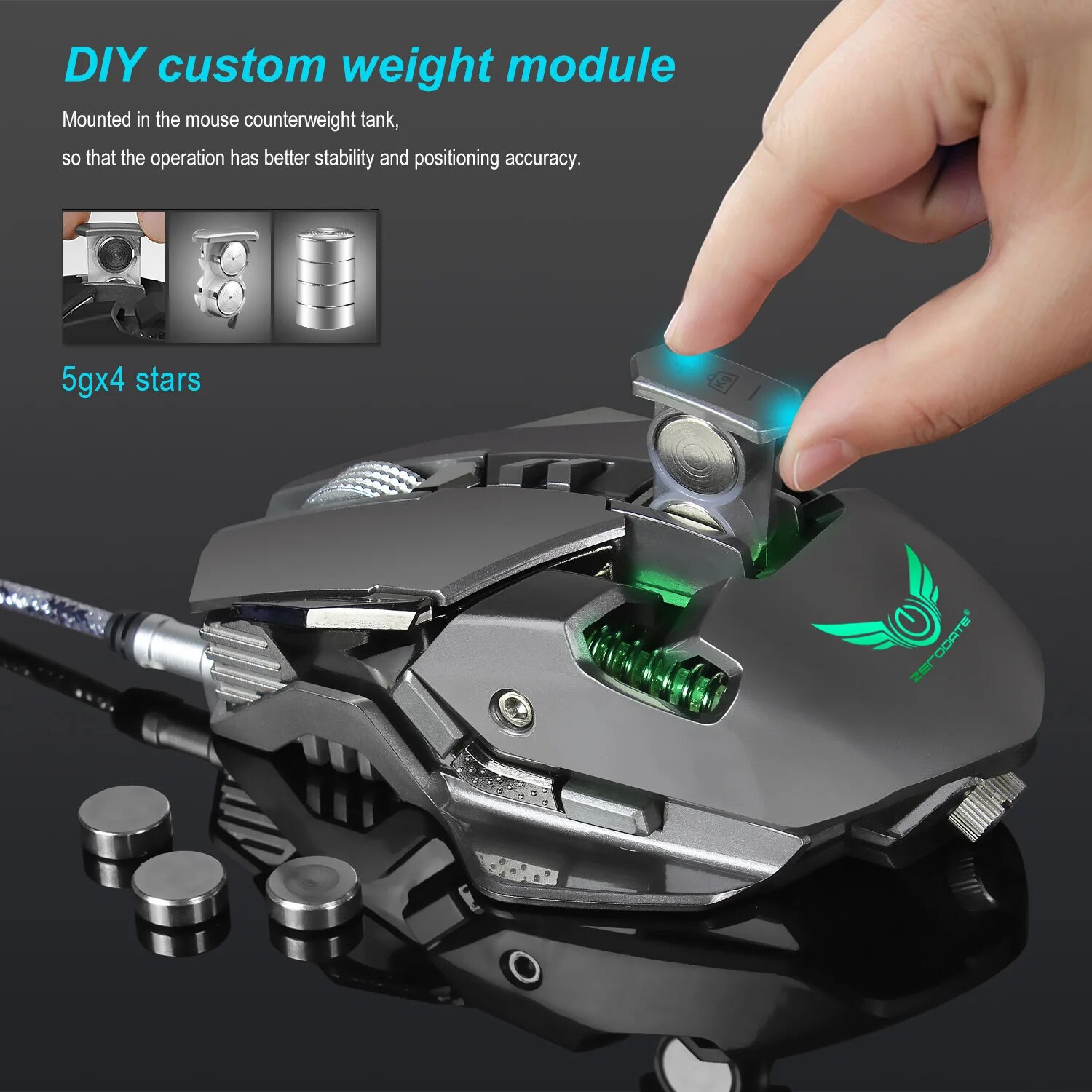 Four gears freely adjustable mechanical mouse wired full key macro definition free setting plus or minus weight 3200dpi. 