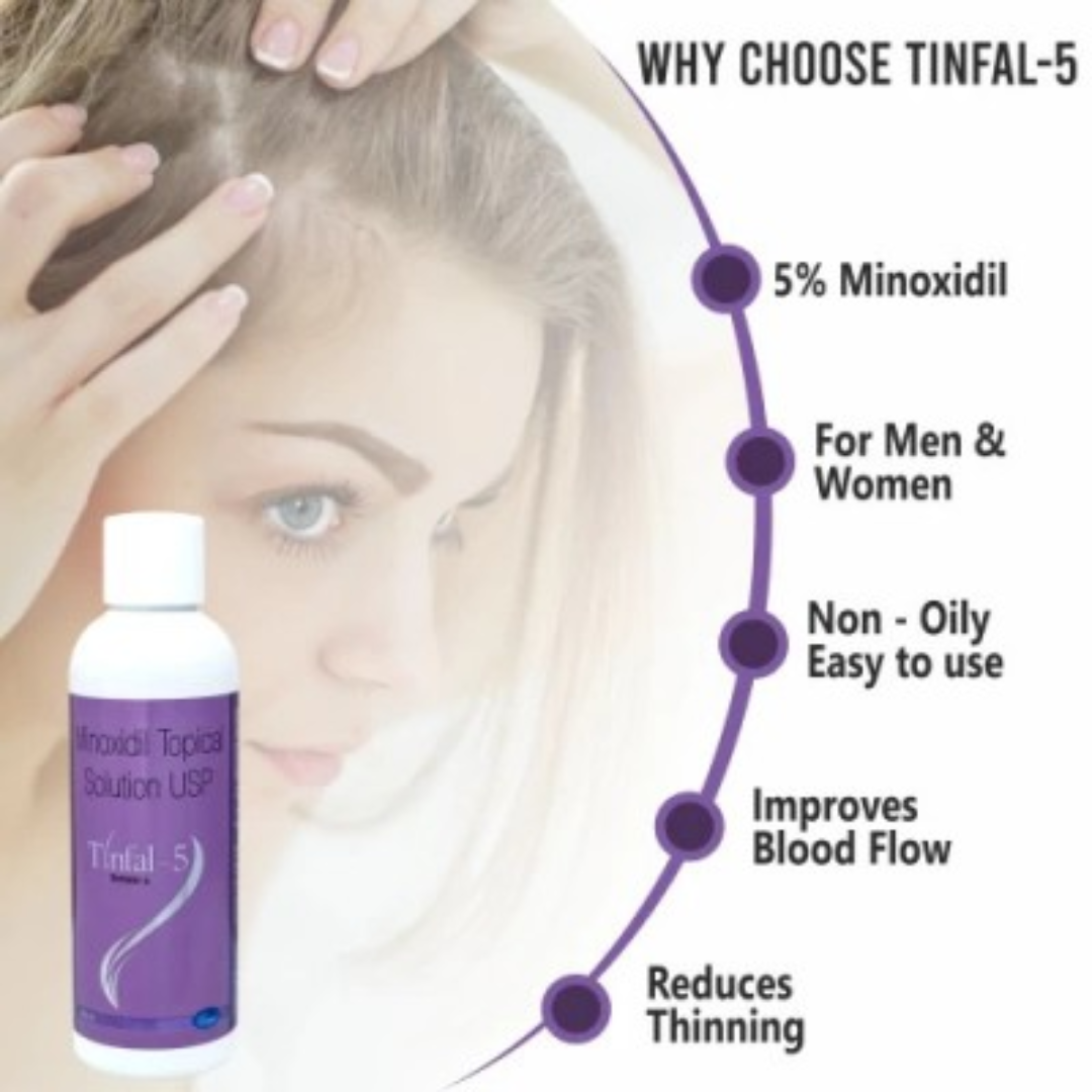 Tinfal Minoxidil 5% Topical Solution - 60ml. 
