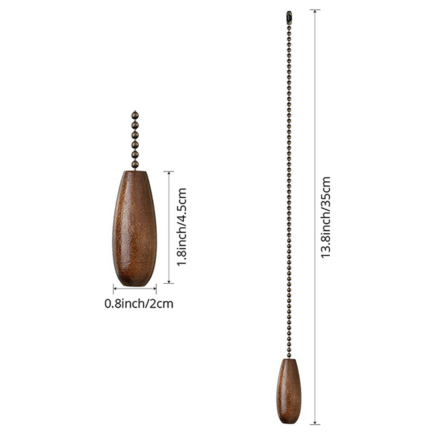 OUMERY 20 Pieces Ceiling Fan Chain Pulls Wooden Pull Chain Extension Pull Chain for Ceiling Light Lamp Fan Chain (Walnut Color). 