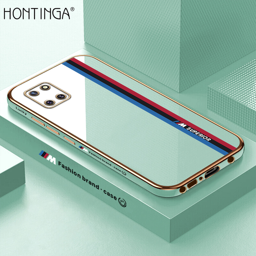 Hontinga for Samsung Note 10 Lite Back Cover Luxury 6D Plating Fashion Racing Side Pattern Soft Case Silicone Square Phone Cases