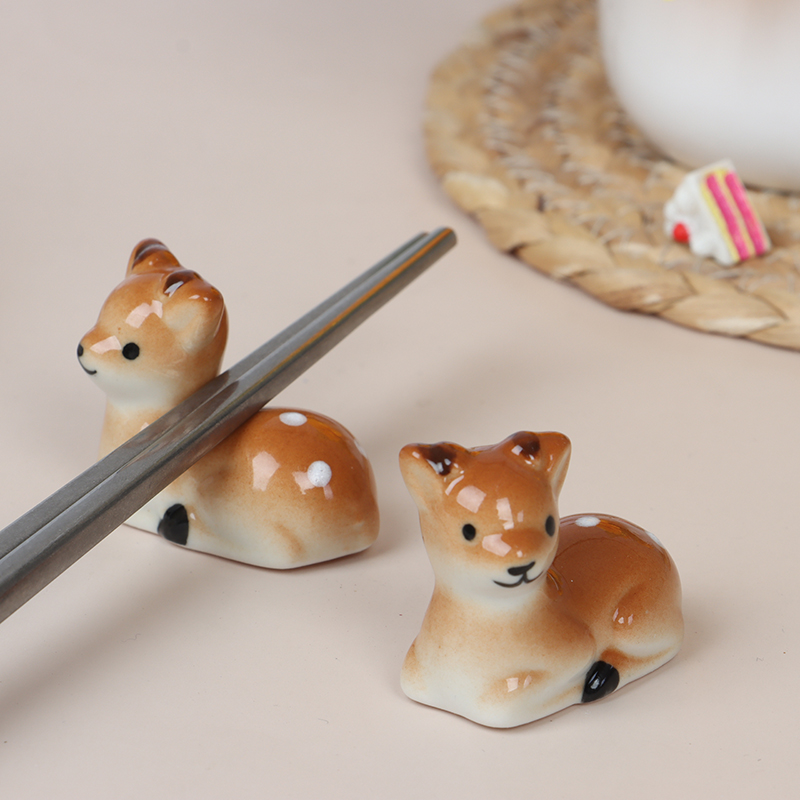 Cute Sika deer Ceramic Chopsticks for Daily Use Chopstick Rack Chopstick Holder Dounp. 
