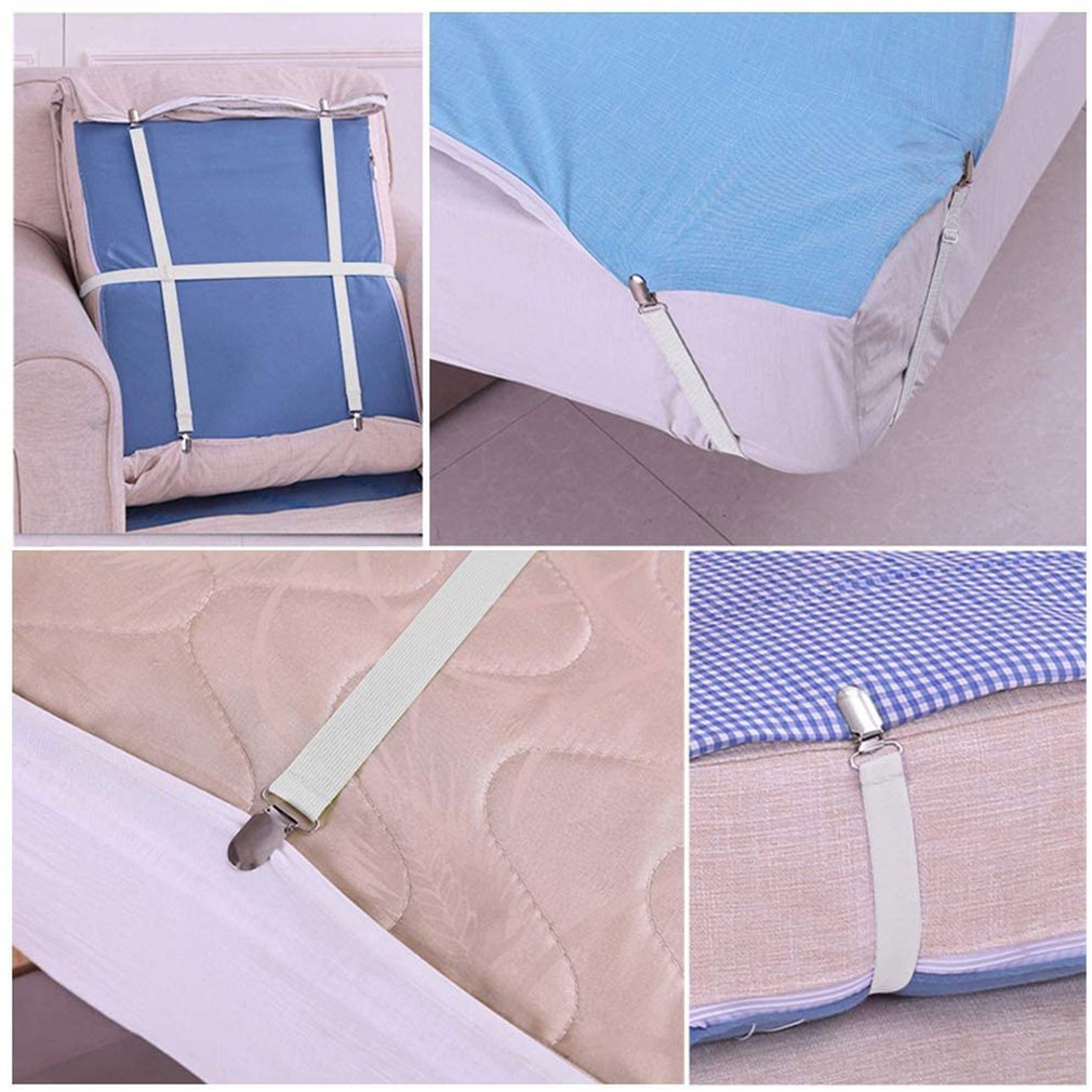 4Pcs Elastic Bed Sheet Grippers Double Head Clips Gripper Holder