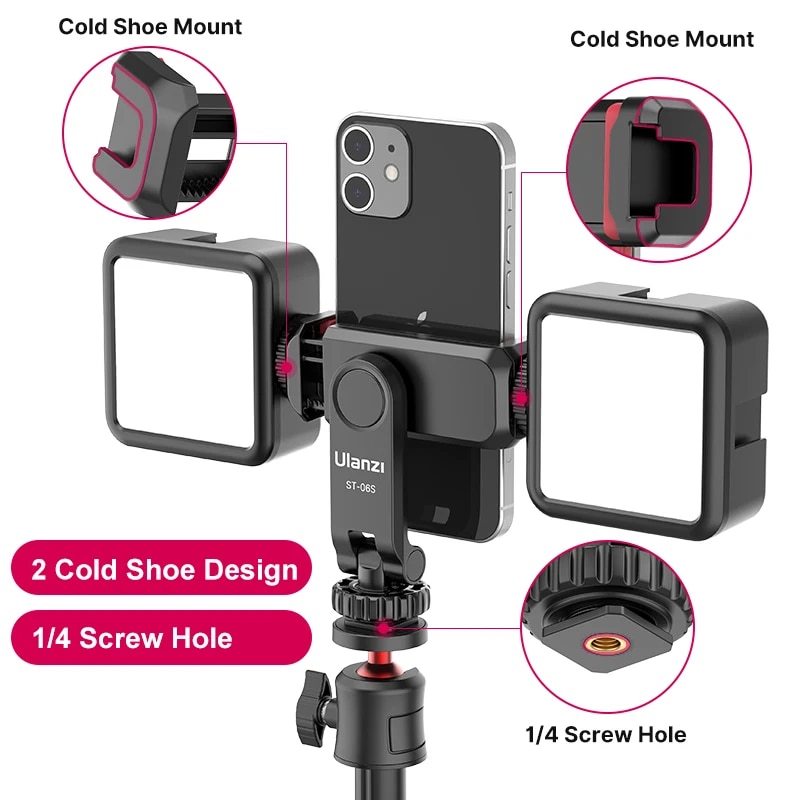 Ulanzi ST-06S Vertical Phone Mount Holder DSLR Camera Monitor Mount Tripod Mount Clamp for Smartphone Vlog. 