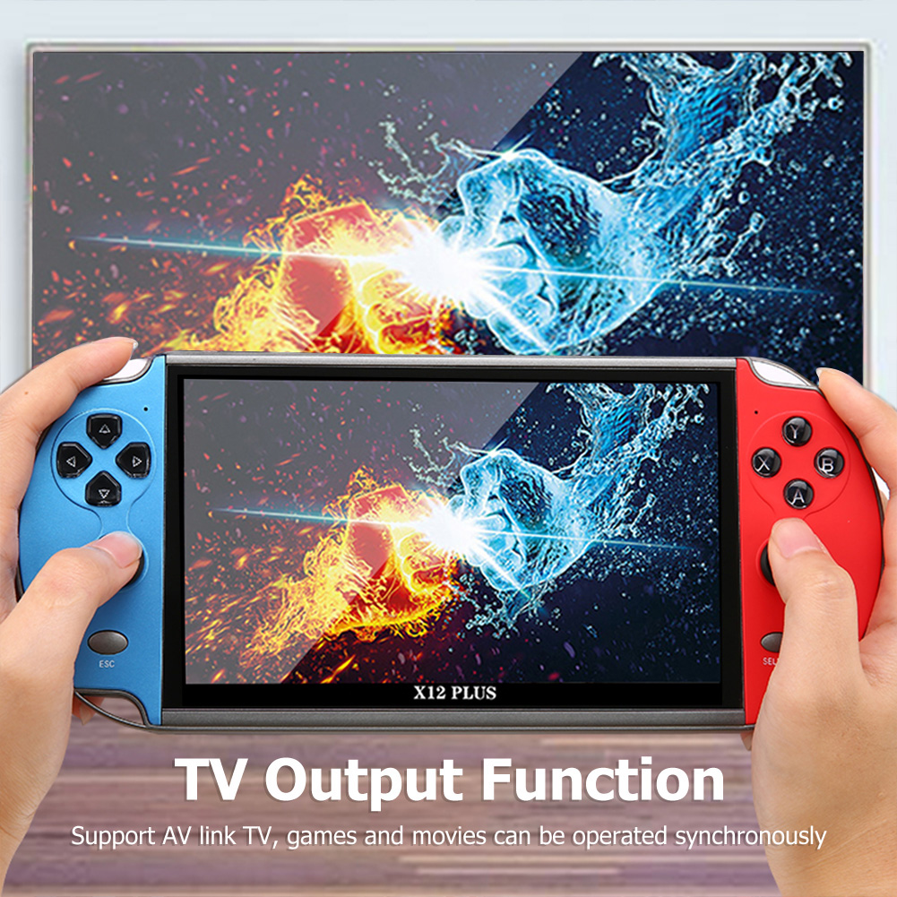 X12 PLUS Handheld Game Console 7.0 Inch HD Screen Retro Gaming Portable Video Player Built 1500 Classic Retro Games AV output. 