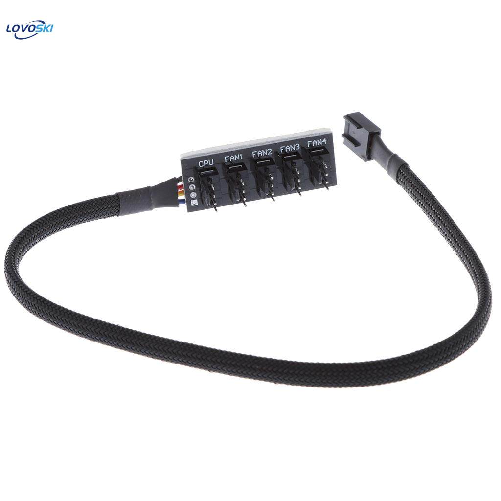 2Pcs 5 Way 37cm Fan HUB CPU Cooler Cable Extension Powers up to 5 Fans. 