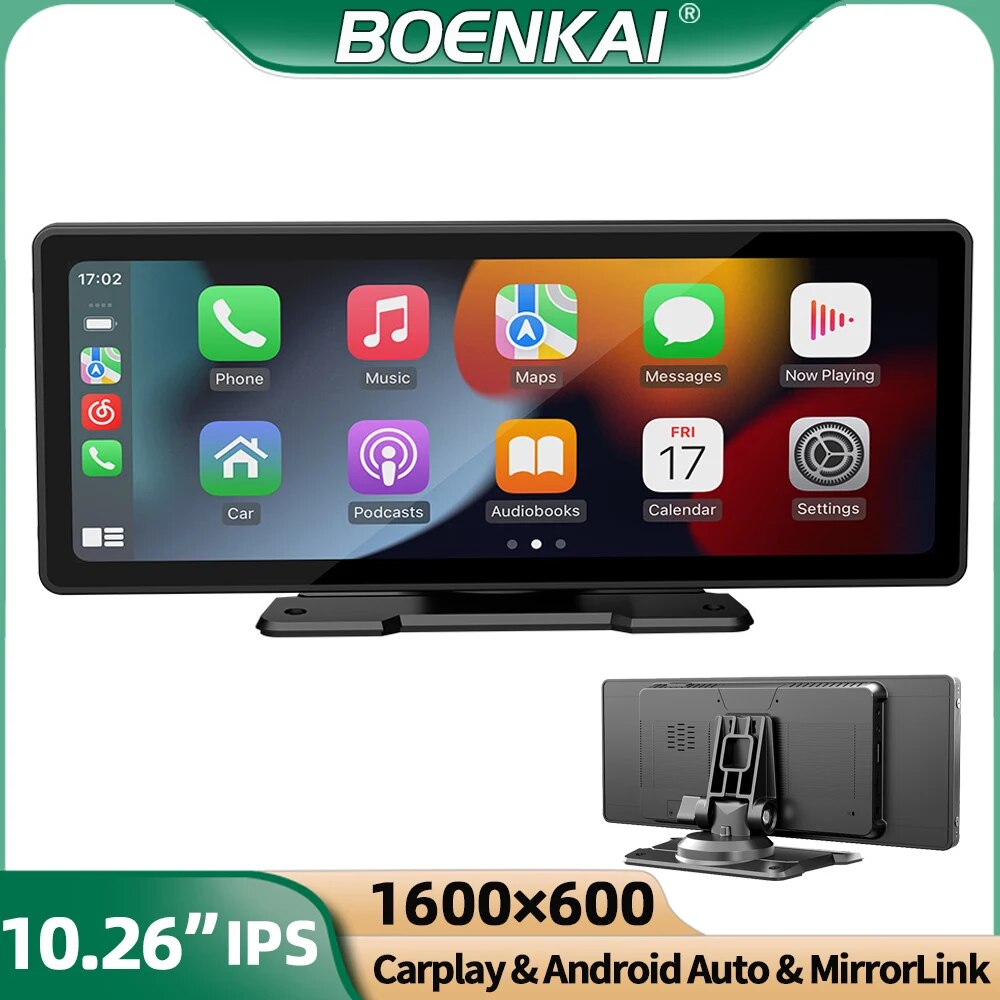 BOENAKI 10.26 Inch Car Wireless MP5 Player Touch Screen Stereo Radio Carplay Android Auto MirrorLink Multimedia Video Monitor