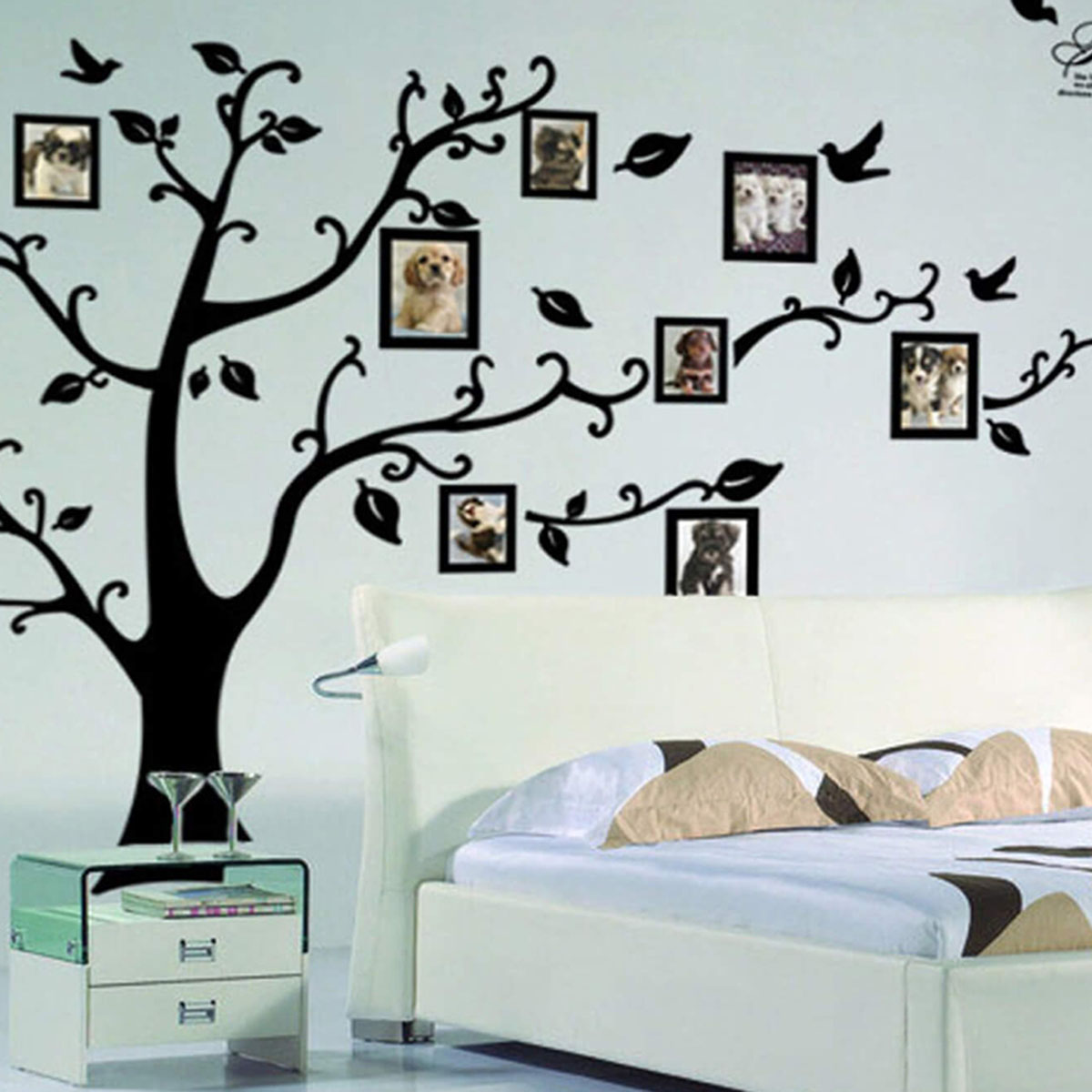 PVC wall sicker- black tree and birds. 