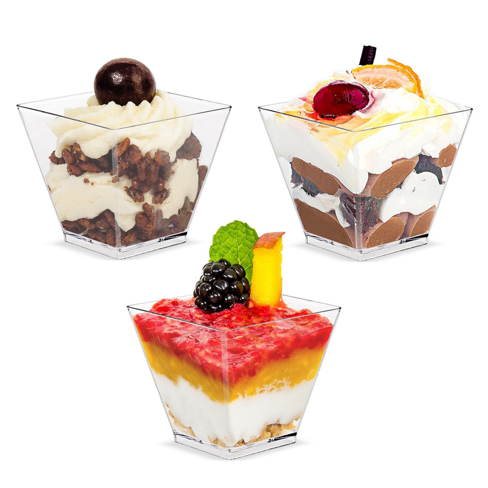 Transparent Dessert Cup Disposable Dessert Cup Yogurt Cups Pudding Cups Plastic Food Container Chocolate Jelly Mousse Fruit Snacks Cups Mini Dessert Cups Party Wedding Tableware. 