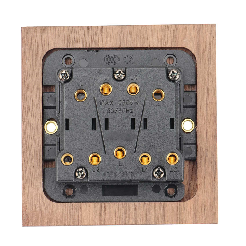 2X Retro American Industrial Style Light Switch Socket,Solid Wood Brass Toggle Switch Plate,Antique Home Stay Switch(3)