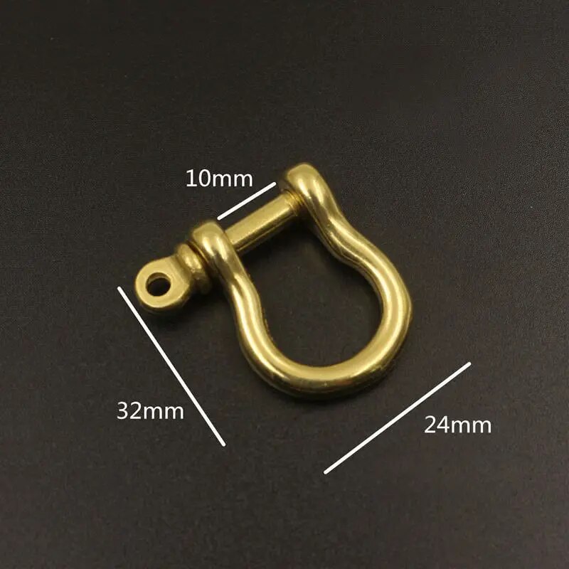 Solid Brass Carabiner D Bow Shackle Fob Key Ring Keychain Hook Screw Joint Connector Buckle. 