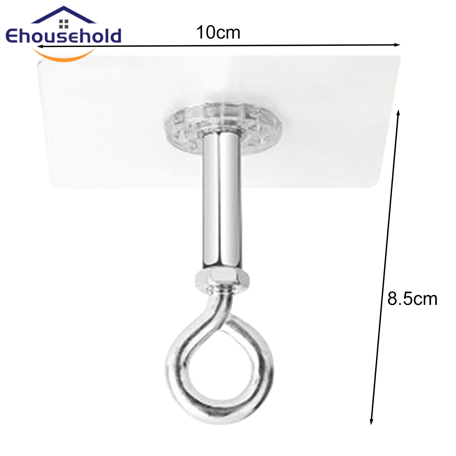 Metal Ceiling Hook 4pcs Strong Adhesive Ceiling Hooks Easy Install Rustproof No Drilling Needed Heavy Duty Hangers for Homes Traceless Hook. 