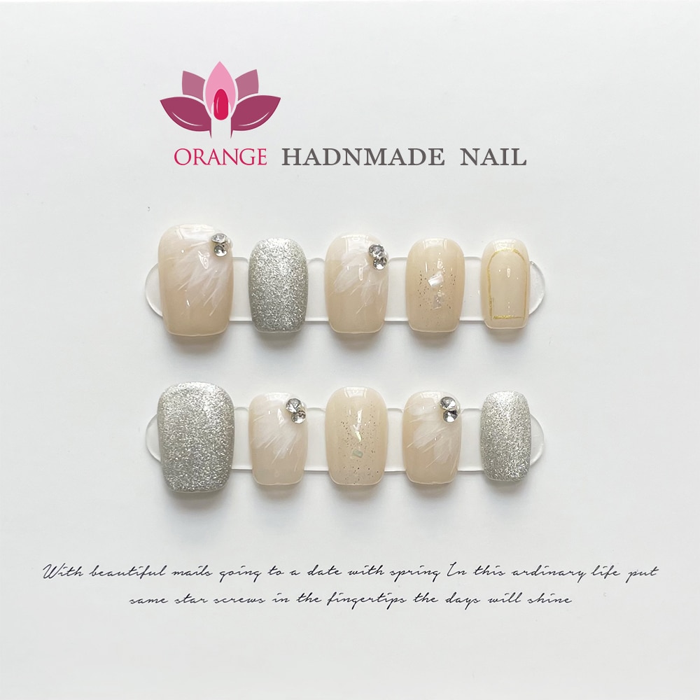 Handmade French Nails With Design Reusable Nail Set Press On Full Cover Acrylic Artificial Wearable XS S M L Size Nails Art. 