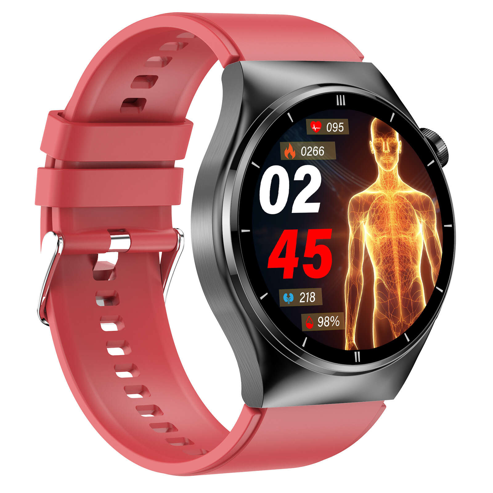New F320 smartwatch laser therapy with call 1.46 round screen uric acid, lipids, non-invasive blood glucose, heart rate. 