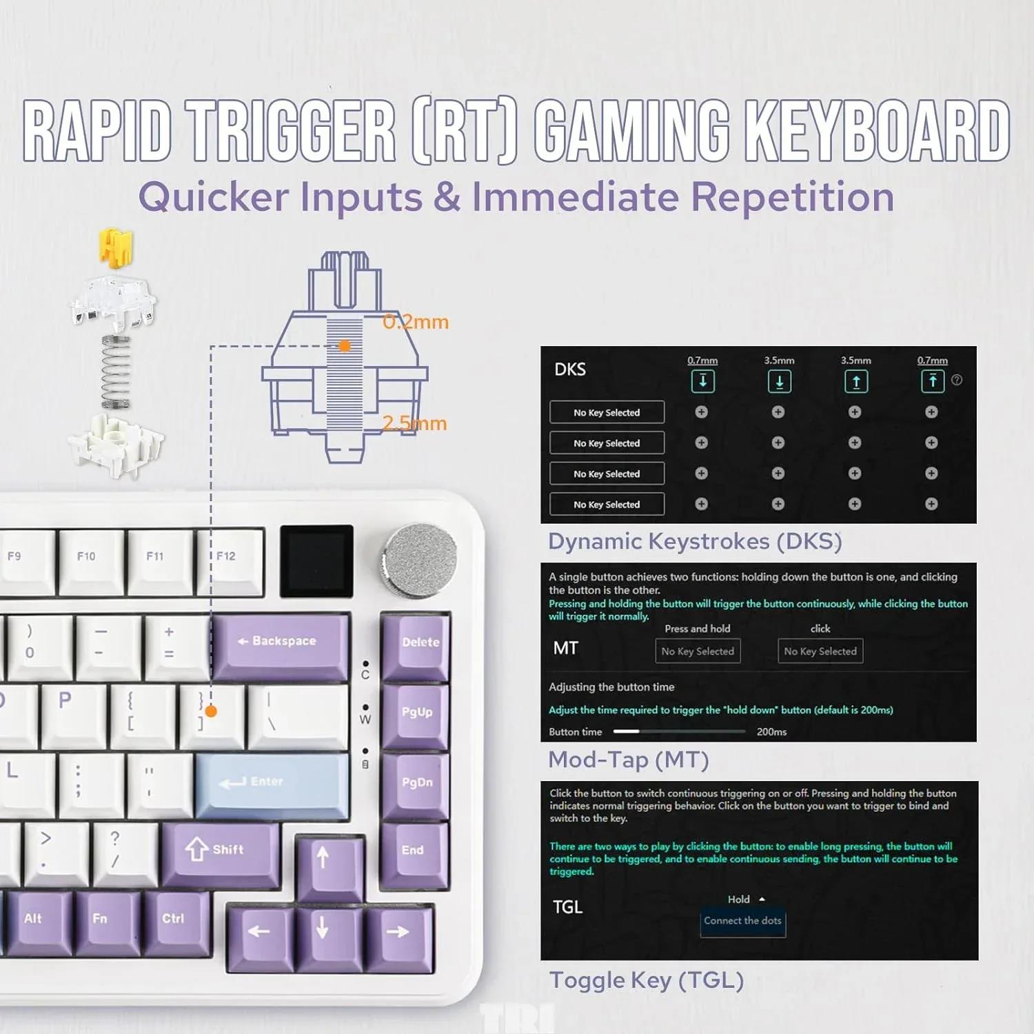 AJAZZ AK820 MAX HE Rapid Trigger Keyboard, Wired Gaming Keyboard, Hall Effect Gasket Mechanical Keyboard, Adjustable Actuation. 