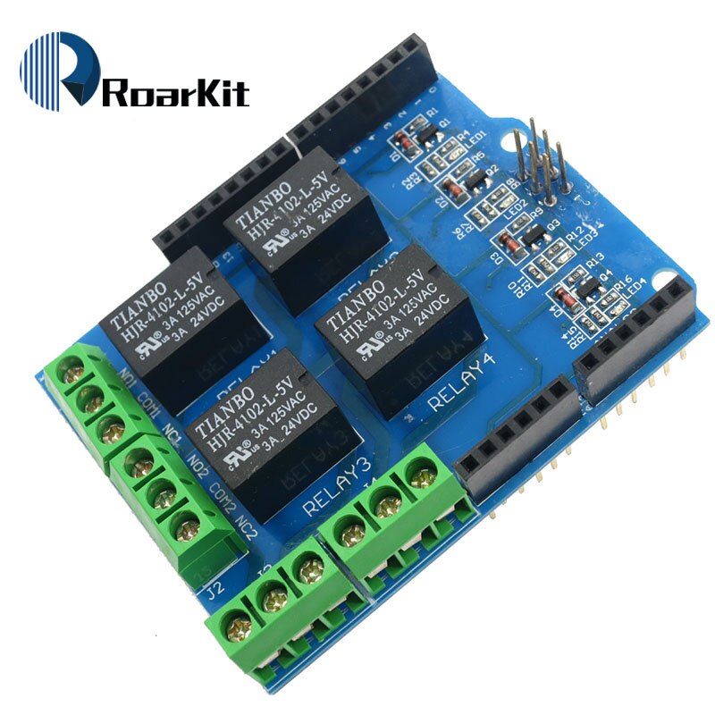 【Mary DAI Store】4 channel relay shield module, Four channel relay control relay expansion board for arduino UNO R3 2560. 