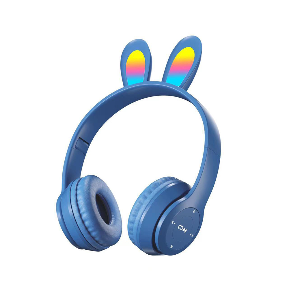 Wireless Headset Stereo Headphones RGB Lighting Rabbit Ears Noise Canceling Earphones For Game Office Zoom Meeting. 