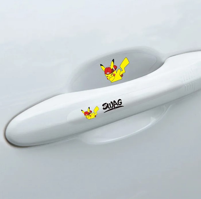 8Pcs/Set SWAG Pikachu Car Door Handle + Bowl Anti-Scratch Durable Soft POLY Flim Protective Stickers For Universal Cars. 