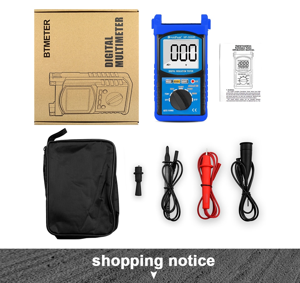 Hold-Peak HP-6688B 200MΩ Insulation Resistance Tester Megometer Digital Handheld Meter 5000V Auto Range Insulated Anti-Magnetic. 