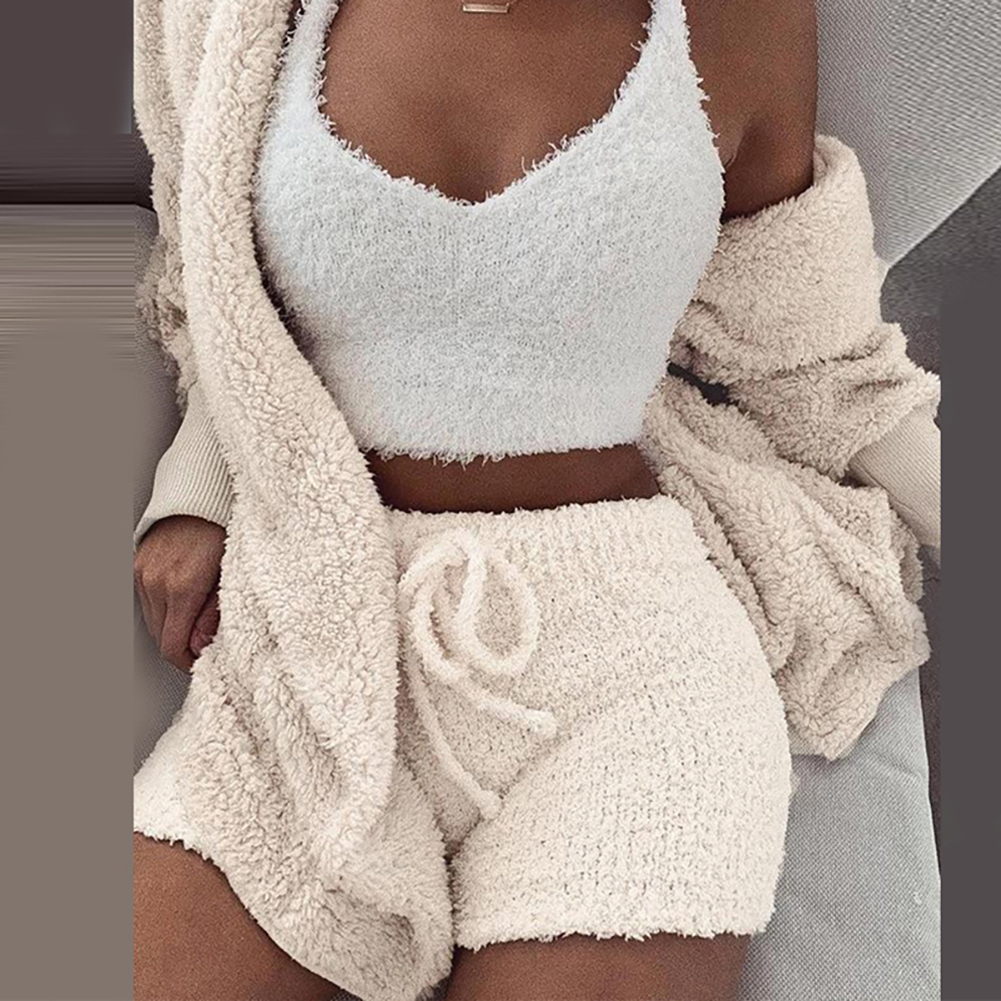 Fluffy white hot sale shorts