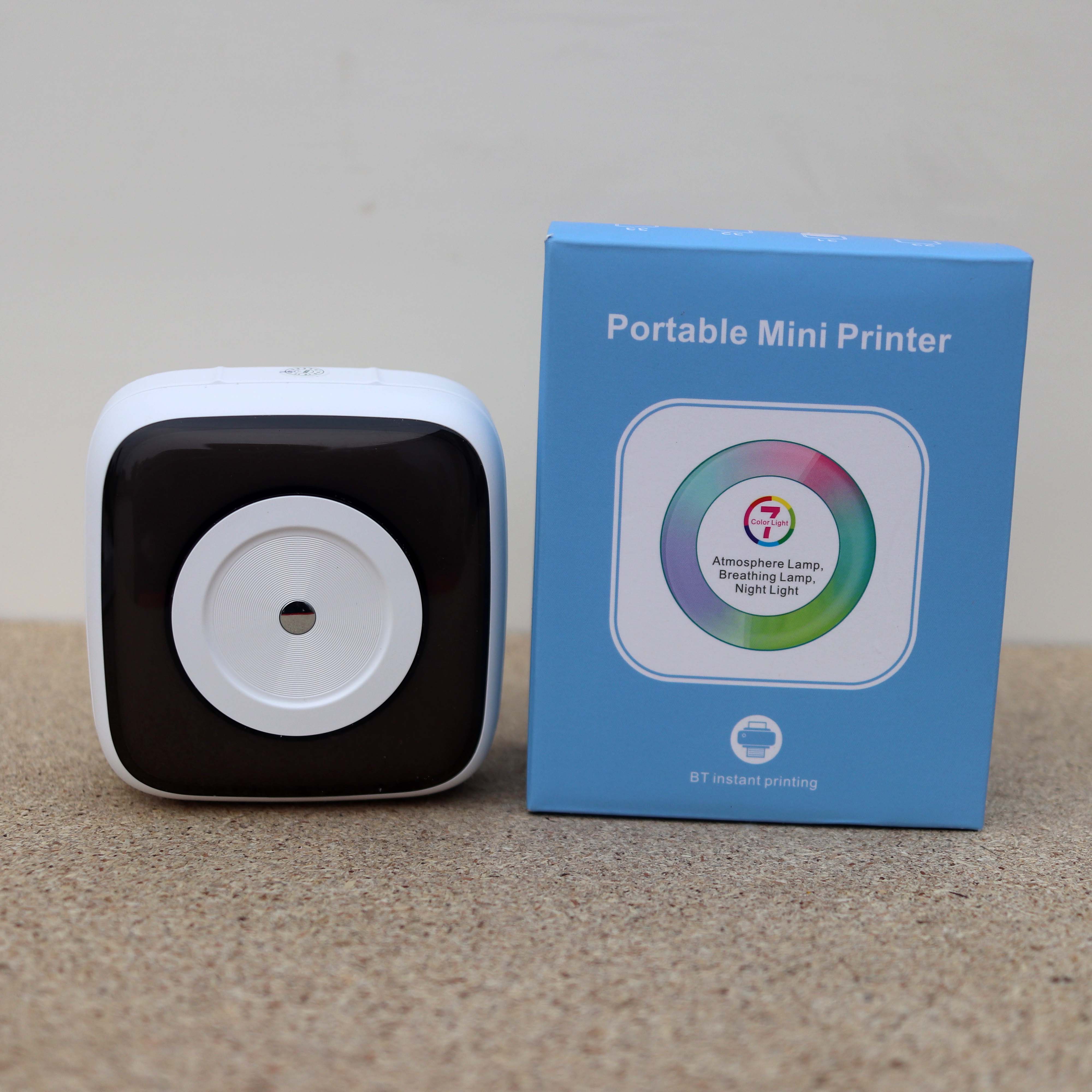 Pix RGB Mini Pocket Printer- Pix C31 RGB Portable Wireless Pocket Thermal Printer -Wireless/Bluetooth Mobile Portable Printer Thermal Printer Photo Label Sticker Note Printer 200DPI with 1 Roll Label Paper Rechargeable With Running Light. 