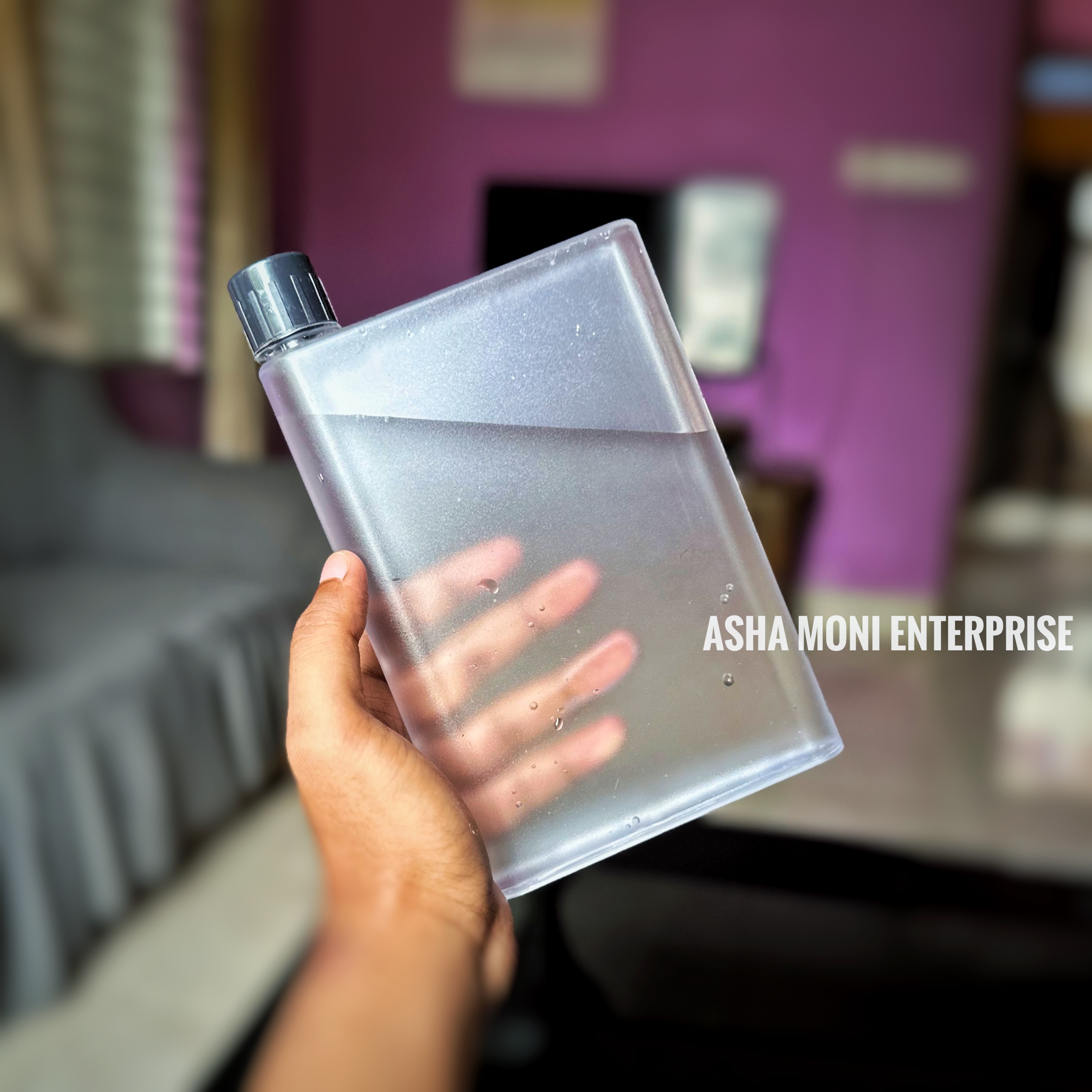 Notebook Water Bottle 350 ML - Flat Water Bottles for Handbag, Portable Flat Water Bottles for Travel. 