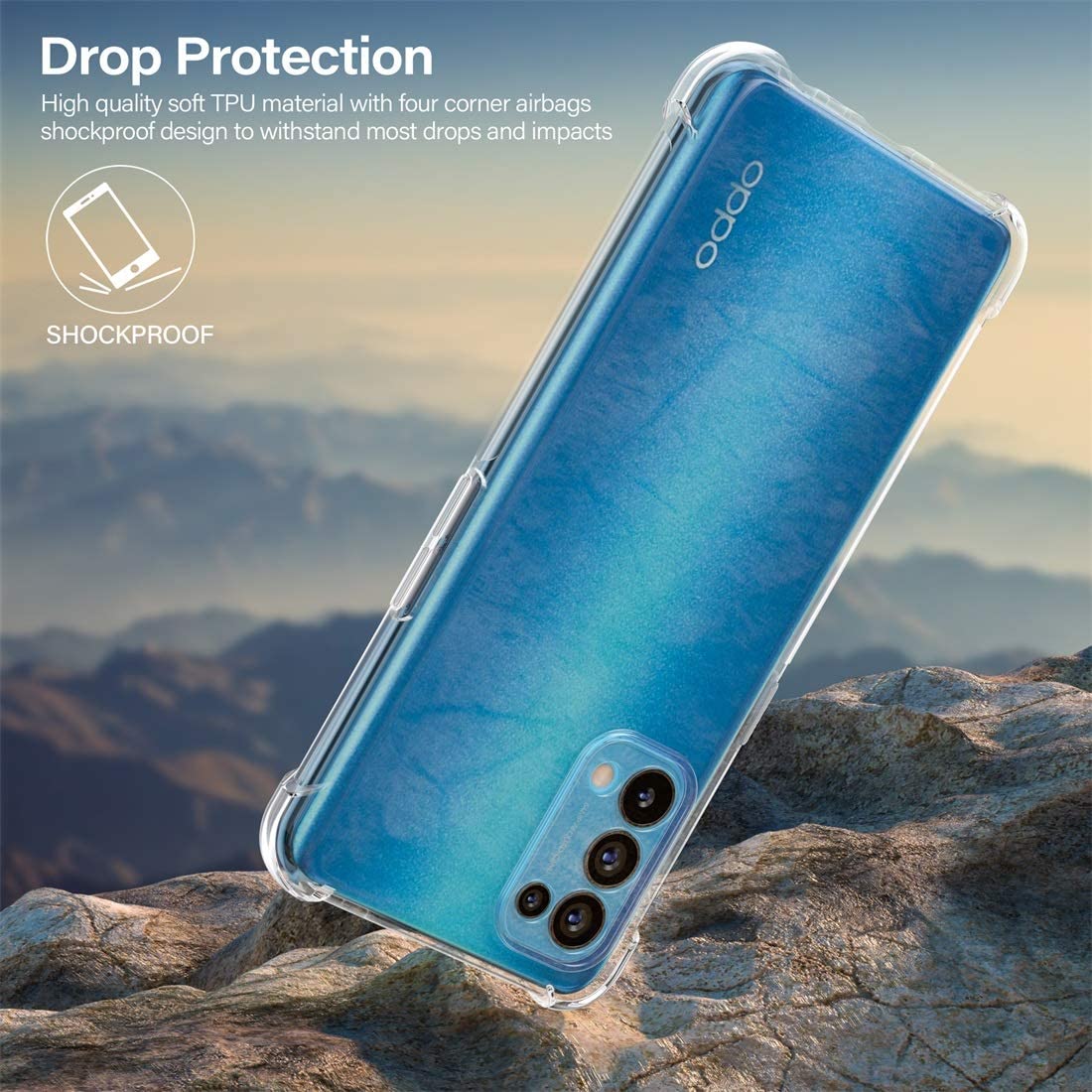 For OPPO Find X3 Lite 5G Phone Case Transparent Soft Gel TPU Reinforced Corners Cushion Bumper Shockproof Drop Protection Case Cover. 