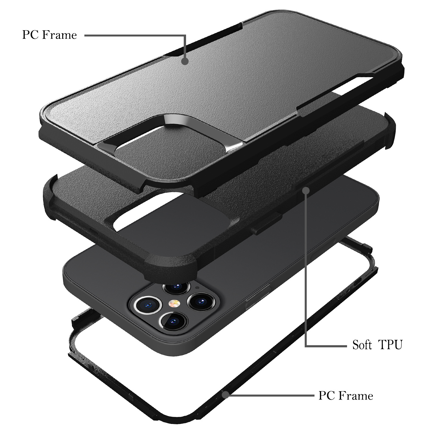 Fashion PC Frame Soft TPU Edge Combo Hybrid Shockproof Phone Case Back Cover For iphone13pro Max (6.7 inches). 